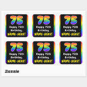 75e verjaardag: Regenboogspectrum # 75, Aangepaste Vierkante Sticker (Vel)