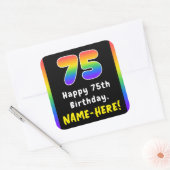 75e verjaardag: Regenboogspectrum # 75, Aangepaste Vierkante Sticker (Envelop)
