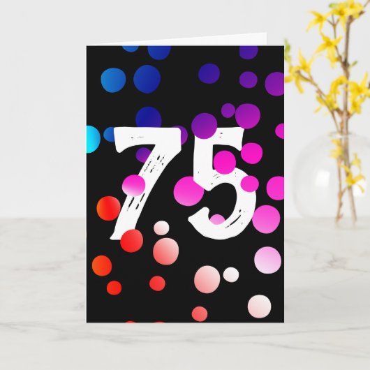 75e verjaardag RegenboogStippen op zwart Kaart (Gele Bloem)