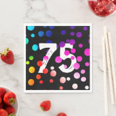 75e verjaardag RegenboogStippen op zwart Servet (Insitu)