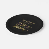 75e Verjaardag Retro Foto Zwart Goud Papieren Bordje (Gekanteld)