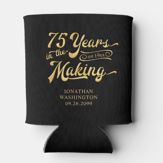 75e verjaardag Retro jaren in de maak naam Blikjeskoeler (Achterkant)