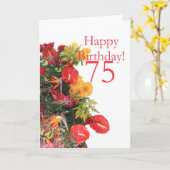 75e verjaardag rode gele bouquet kaart (Gele Bloem)