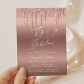 75e verjaardag Roos Gold Glitter Budget Invitation