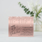75e verjaardag Roos Gold Glitter Budget Invitation (Staand voorkant)