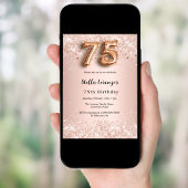 75e verjaardag roos gouden roze confetti kaart