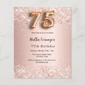 75e verjaardag roos gouden roze confetti uitnodigi (Voorkant)