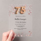 75e verjaardag roos gouden sterren helder acryl uitnodigingen (Insitu (Draagbaar))