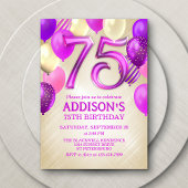 75e verjaardag roze ballonnen uitnodiging