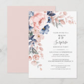 75e verjaardag Roze Floral botanische foliage Kaart (Voorkant / Achterkant)