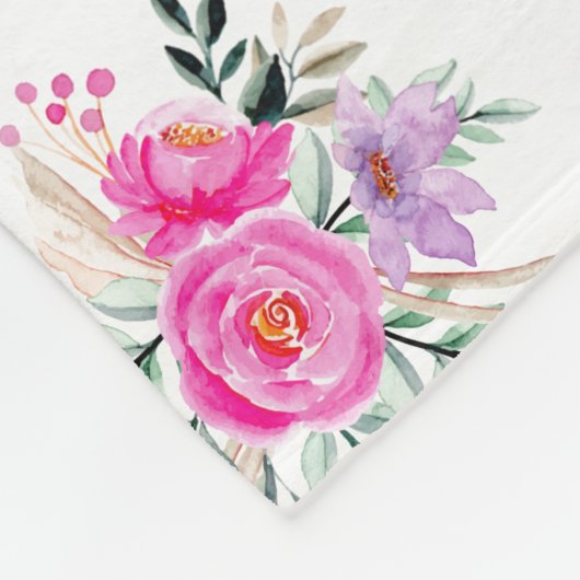 75e verjaardag roze floral fleece deken (Hoek)
