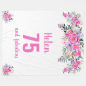 75e verjaardag roze floral fleece deken (Voorkant (Horizontaal))