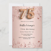 75e verjaardag roze goud roze sterren luxe kaart (Voorkant)