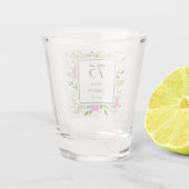 75e verjaardag Roze Hortensia's Shot Glas (Achterkant)