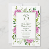 75e verjaardag Roze hydrangeas Kaart (Voorkant)