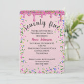 75e verjaardag roze ijsjes en strooisel kaart (Staand voorkant)