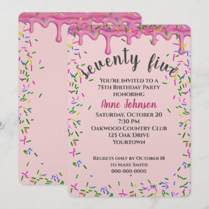 75e verjaardag roze ijsjes en strooisel kaart