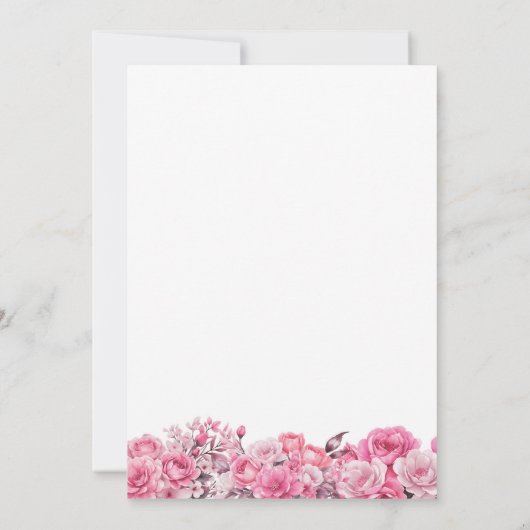 75e verjaardag roze roos bloemfeest kaart (Achterkant)