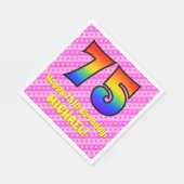 75e verjaardag: roze strepen & harten, regenboog # servet (Hoek)