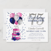 75e verjaardag roze taart uitnodiging (Voorkant)