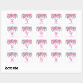 75e verjaardag roze waterverf floral classic vierkante sticker (Vel)