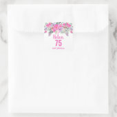 75e verjaardag roze waterverf floral classic vierkante sticker (Tas)