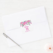 75e verjaardag roze waterverf floral classic vierkante sticker (Envelop)