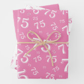 75e verjaardag Roze & Witte nummerpatroon 75 Inpakpapier Vel (In situ)