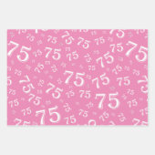 75e verjaardag Roze & Witte nummerpatroon 75 Inpakpapier Vel (Voorkant)