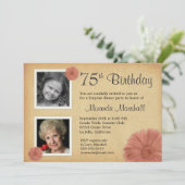 75e verjaardag Rustic Daisy 2 Foto nodigt uit Kaart (Staand voorkant)