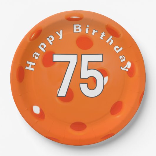 75e verjaardag Sinaasappel pickleball Papieren Bordje (Voorkant)