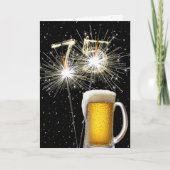 75e Verjaardag Sparklers Met Bier Mok Kaart (Voorkant)