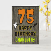 75e verjaardag: Spooky Halloween thema, aangepaste Kaart (Gele Bloem)