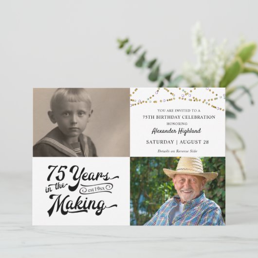 75e Verjaardag String Lights 75 JAAR IN HET MAKEN Kaart (Staand voorkant)