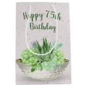 75e verjaardag Succulent op Terrazzo Medium Cadeauzakje (Voorkant)