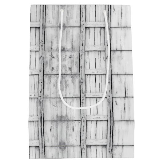 75e verjaardag symmetrisch rustiek houtpatroon medium cadeauzakje (Achterkant)