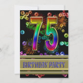 75e verjaardag Uitnodiging met bubbels (Voorkant)