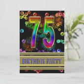 75e verjaardag Uitnodiging met bubbels (Staand voorkant)