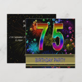 75e verjaardag Uitnodiging met bubbels (Voorkant / Achterkant)