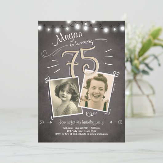 75e verjaardag  uitnodiging Volwassenen (Staand voorkant)