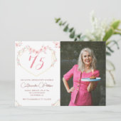 75e verjaardag uitnodigingen Boho Floral Foto (Staand voorkant)