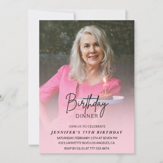 75e verjaardag uitnodigingen Verjaardag Diner Foto (Voorkant)