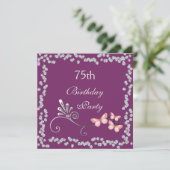 75e verjaardag van Chic Butterflies & Diamonds Kaart (Staand voorkant)