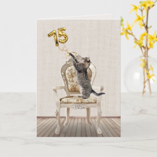 75e verjaardag van de ballonnen en de kat van de t kaart (Gele Bloem)