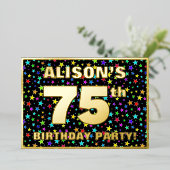 75e verjaardag van de geboorte - Fun, kleurrijk st Folie Uitnodiging (Staand Voorkant)
