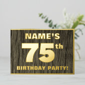 75e verjaardag van de geboorte: Vet, Faux Hood Gra Folie Uitnodiging (Staand Voorkant)
