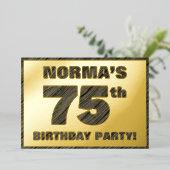 75e verjaardag van de geboorte — Vette, houten gra Folie Uitnodiging (Staand Voorkant)