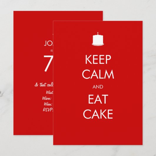 75e verjaardag van de Kalm Eat Cake Kaart (Voorkant / Achterkant)