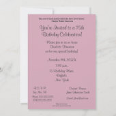 75e verjaardag van de roze rozen kaart (Achterkant)