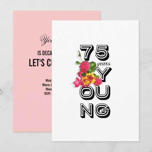 75e verjaardag van de uitnodiging van de Birthday  (Voorkant / Achterkant)